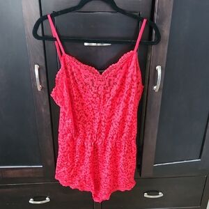 Victoria's Secret Red Lace Teddy with V-Cut Neckline